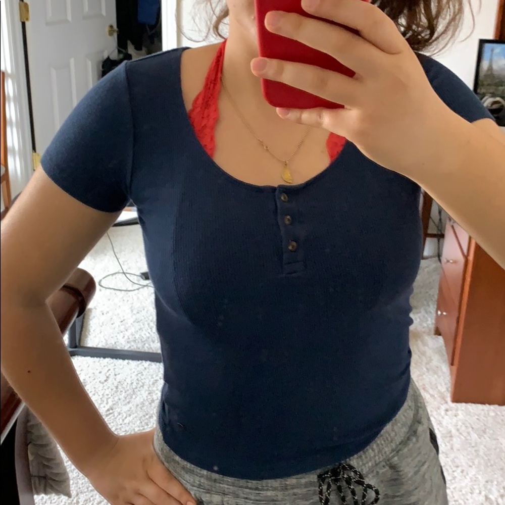 navy blue ae henley t shirt